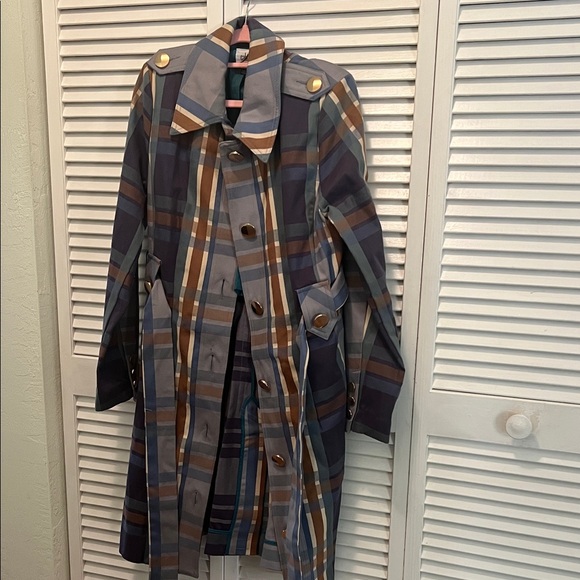 CABI Cambodia Jackets & Blazers - ( 0396) Women Plaid Trench Coat with Button Accents. “16 X 41” Long